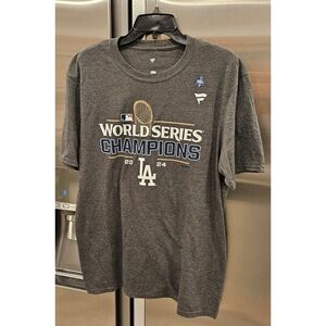 DODGERS 2024 World Series Champions T-Shirt ~ Grey Men's Size Large NEW